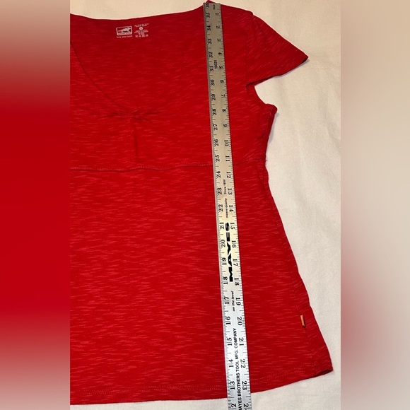 Horny Toad Cap Sleeve V Neck Shirt Size Medium Red - Picture 5 of 8